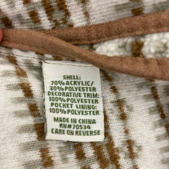 Orvis Fleece Vest Women's XL Earth Tone Southwest Pattern Belted Back - Picture 7 of 7